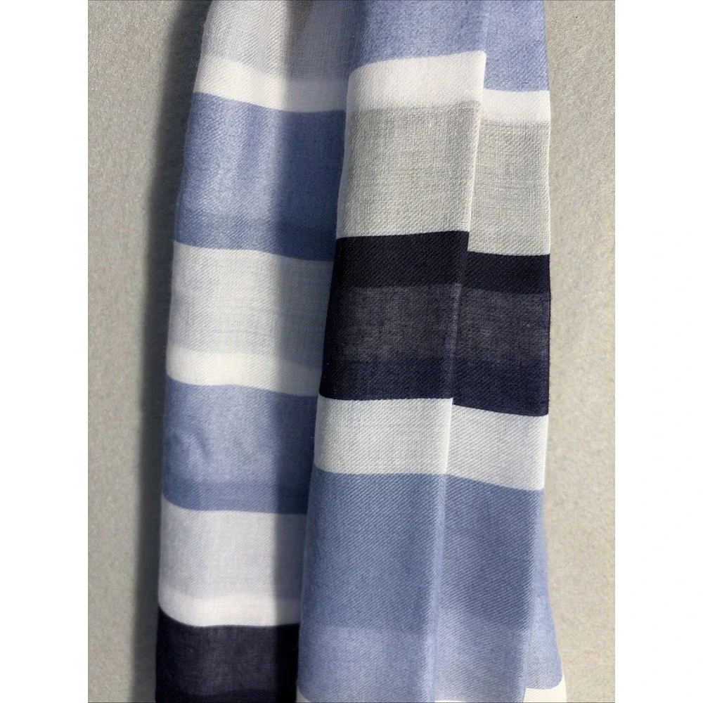 Banana Republic Women's Summer Scarf White, Blue &Gray Stripes, NWT Lightweight